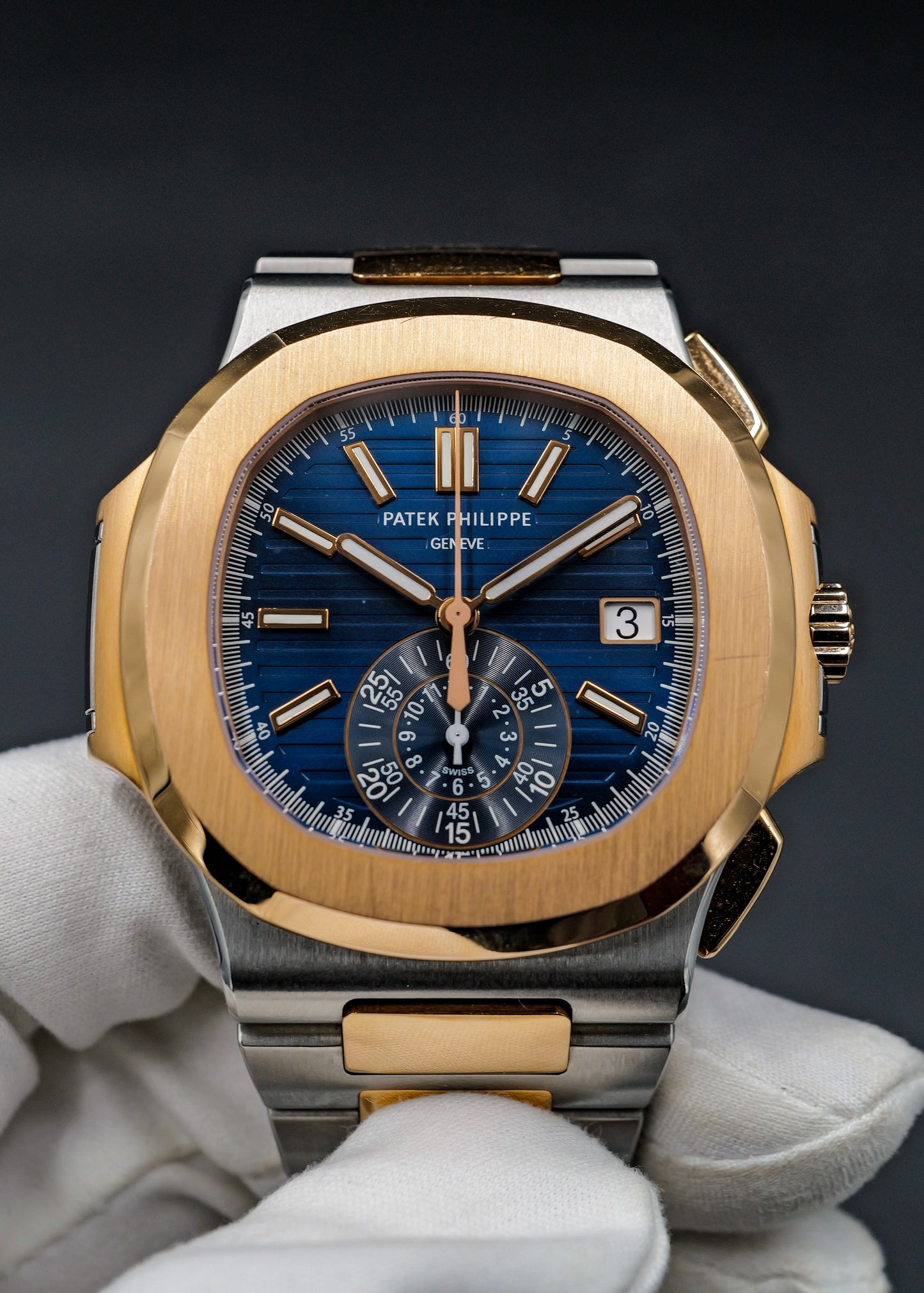 Patek Philippe Nautilus Chronograph 5980/1AR Two Tone Blue Dial