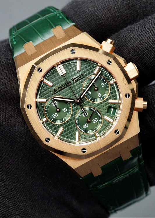 AP Royal Oak Chronograph 26240OR Green Dial Leather