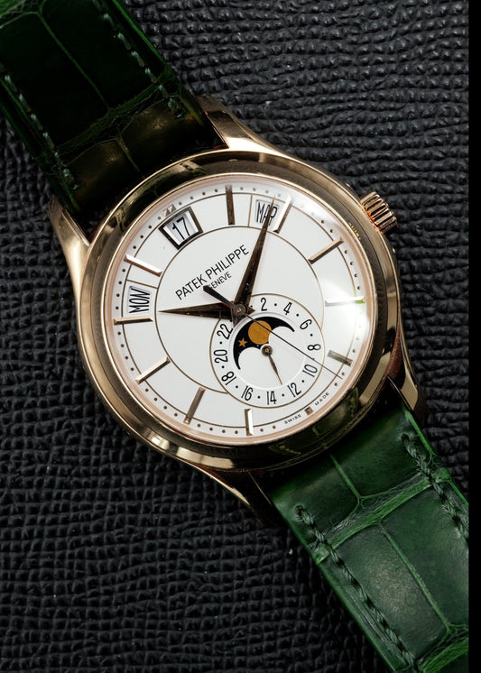 Patek Philippe Calatrava Annual Calendar 5205R Rose Gold White Opaline Dial