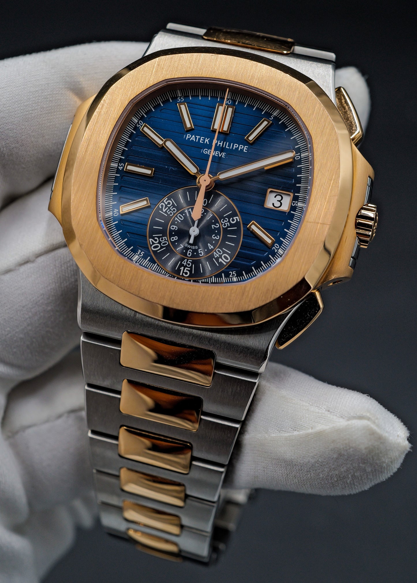 Patek Philippe Nautilus Chronograph 5980/1AR Two Tone Blue Dial
