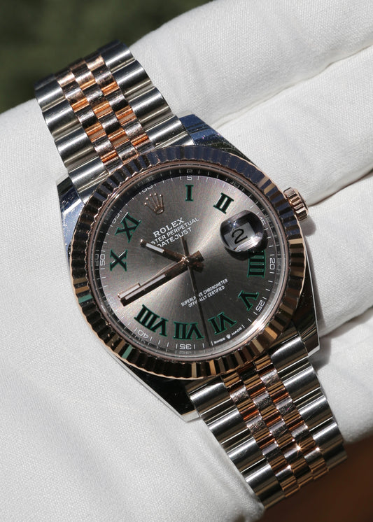Rolex Datejust 41mm 126331 Two Tone Rose Gold Wimbledon Dial