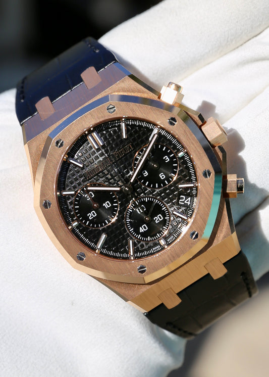 AP Royal Oak Chronograph 41mm 26240OR 18K Rose Gold Black Dial