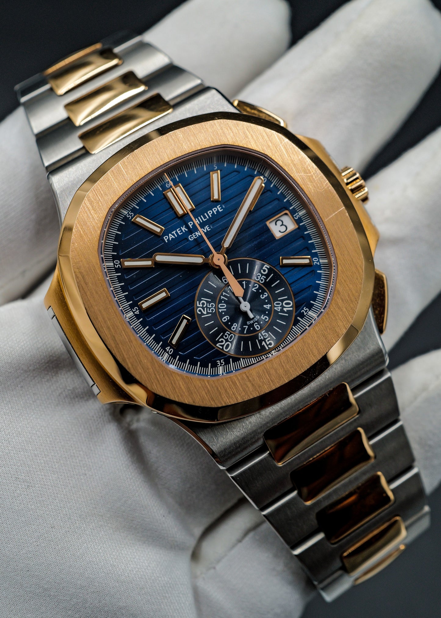 Patek Philippe Nautilus Chronograph 5980/1AR Two Tone Blue Dial