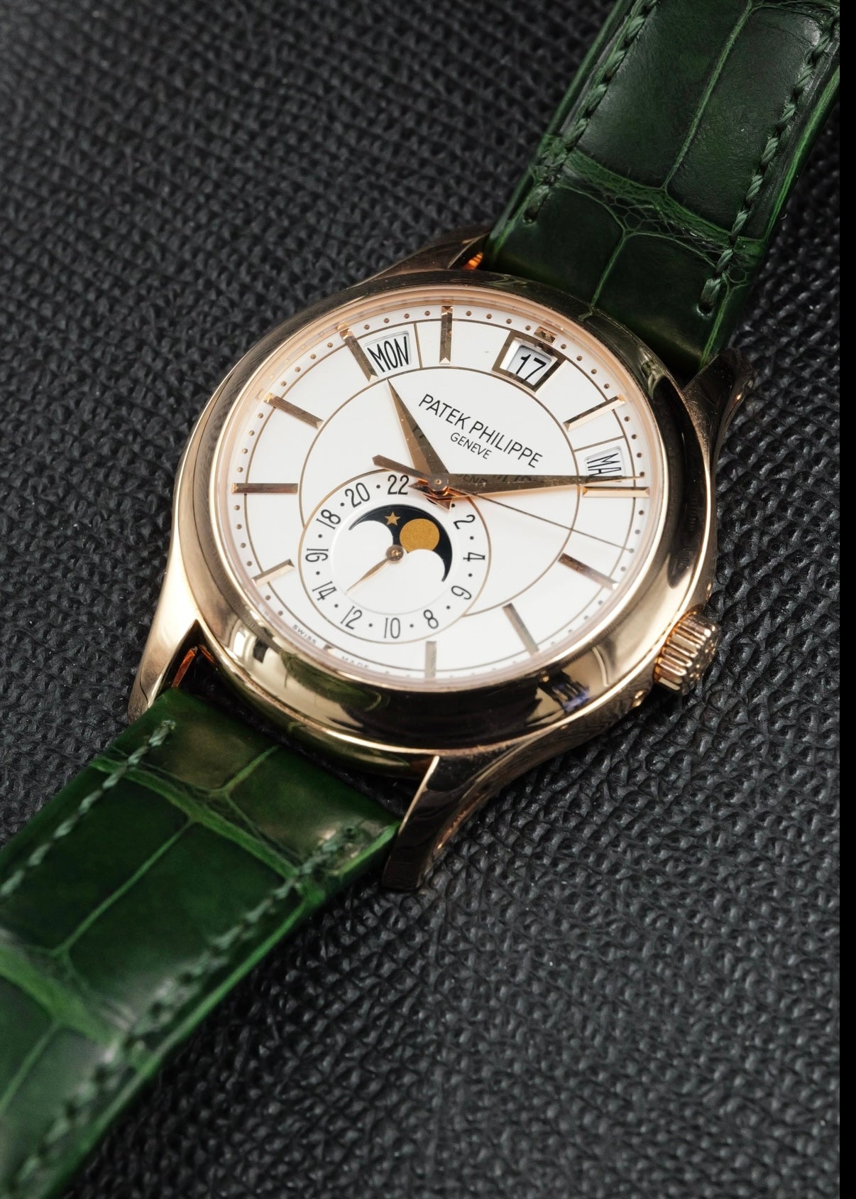 Patek Philippe Calatrava Annual Calendar 5205R Rose Gold White Opaline Dial