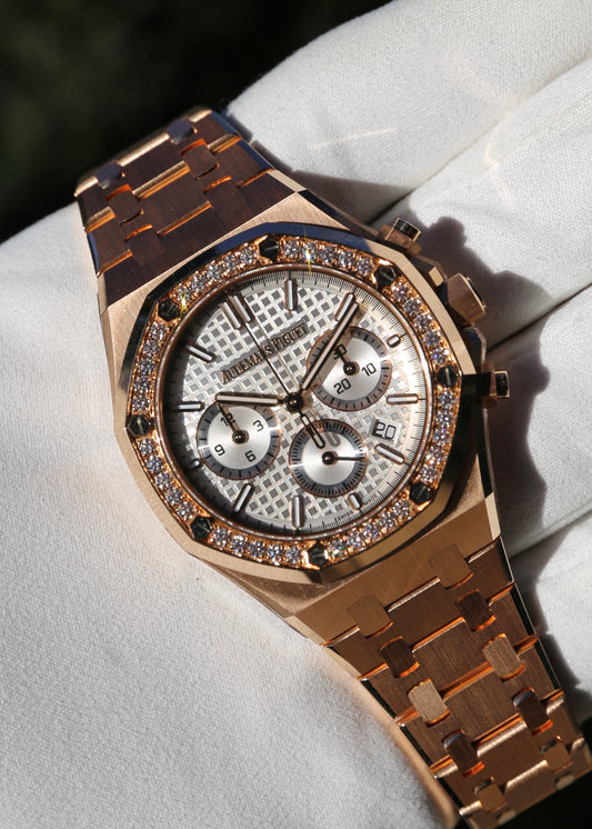 AP Royal Oak Chronograph 26715OR 18K Rose Gold Diamond Bezel