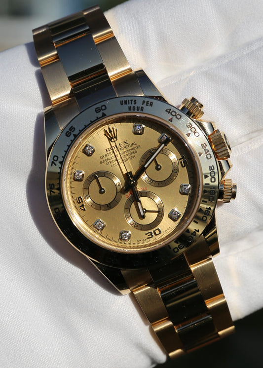 Rolex Daytona 116508 18K Yellow Gold Diamond Champagne Dial