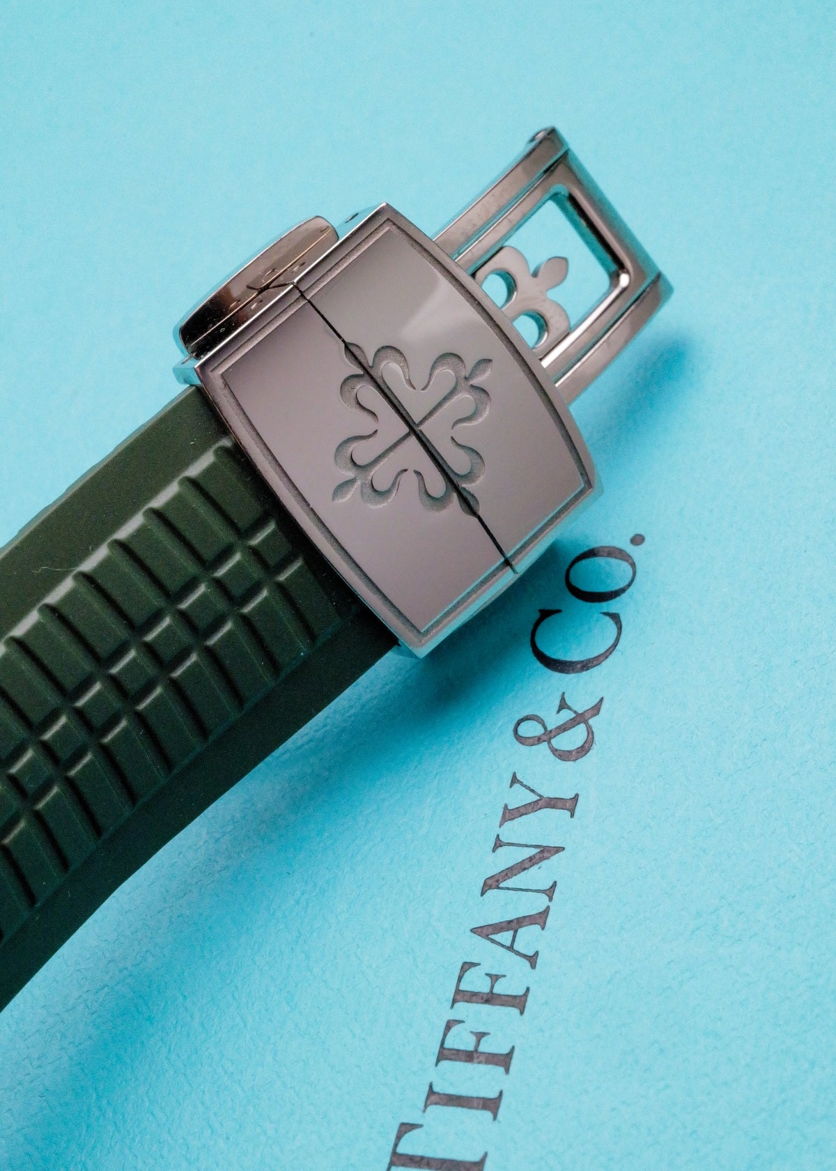 Patek Philippe Aquanaut Khaki Green White Gold 5168G Tiffany Stamped