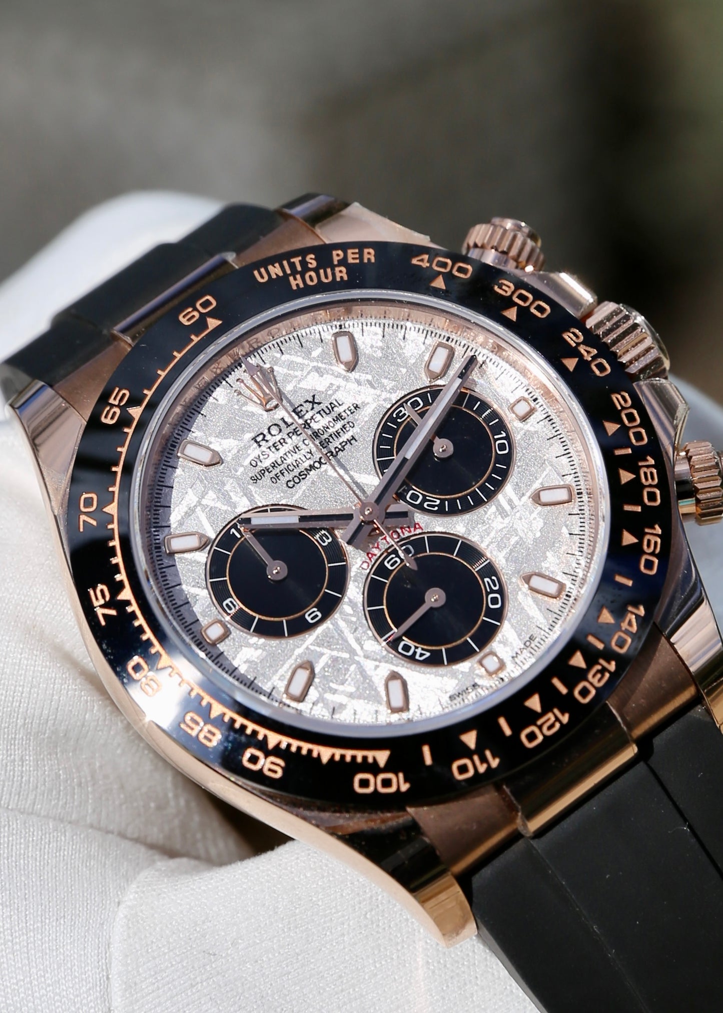 Rolex Daytona 116515LN Oysterflex 18K Rose Gold Meteorite Dial