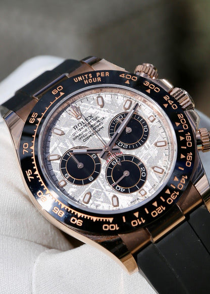 Rolex Daytona 116515LN Oysterflex 18K Rose Gold Meteorite Dial