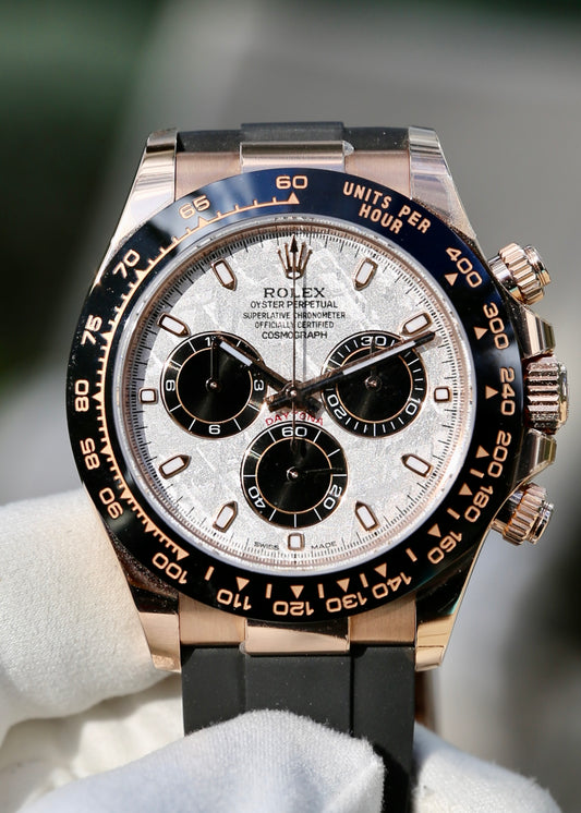 Rolex Daytona 116515LN Oysterflex 18K Rose Gold Meteorite Dial