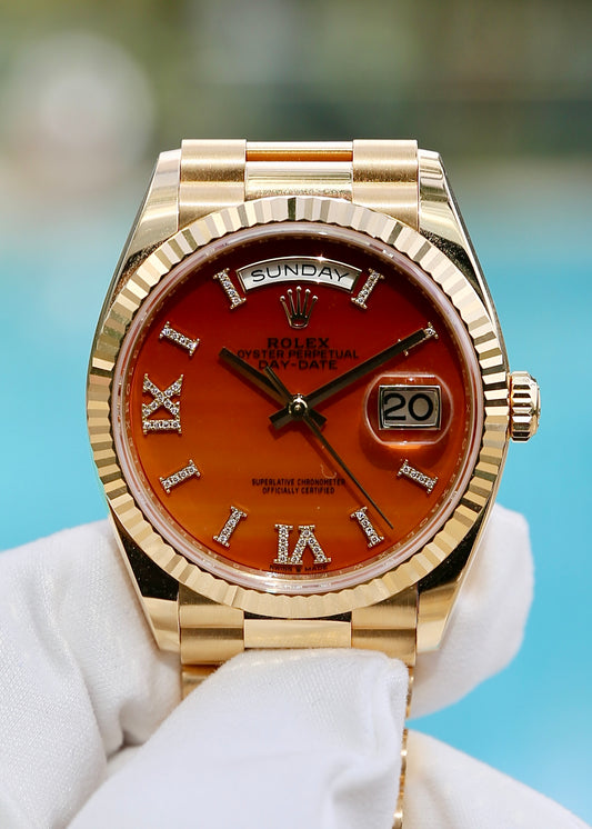 Rolex Day Date 36mm 128238 Carnelian Dial