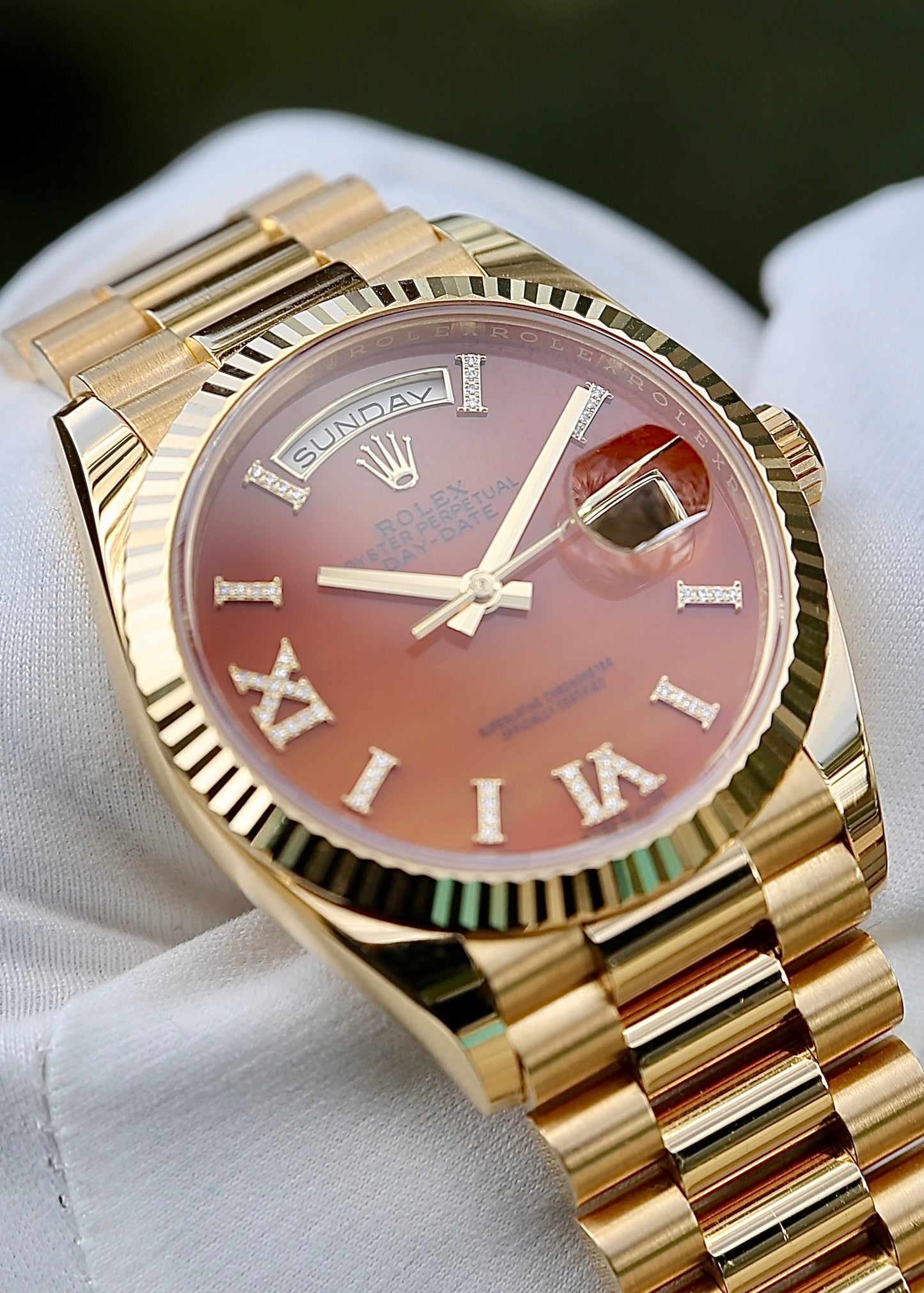 Rolex Day Date 36mm 128238 Carnelian Dial