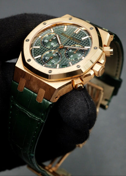 AP Royal Oak Chronograph 26240OR Green Dial Leather
