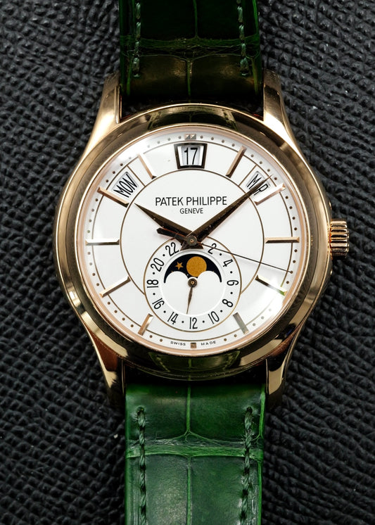 Patek Philippe Calatrava Annual Calendar 5205R Rose Gold White Opaline Dial