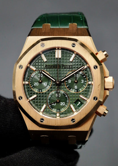 AP Royal Oak Chronograph 26240OR Green Dial Leather