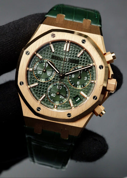 AP Royal Oak Chronograph 26240OR Green Dial Leather