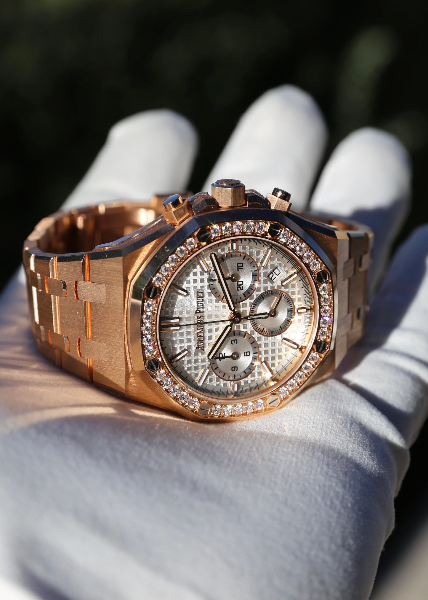 AP Royal Oak Chronograph 26715OR 18K Rose Gold Diamond Bezel