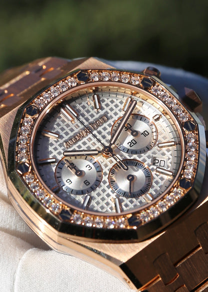 AP Royal Oak Chronograph 26715OR 18K Rose Gold Diamond Bezel