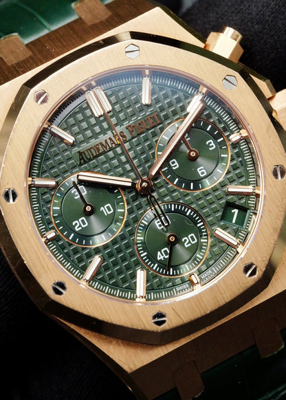 AP Royal Oak Chronograph 26240OR Green Dial Leather
