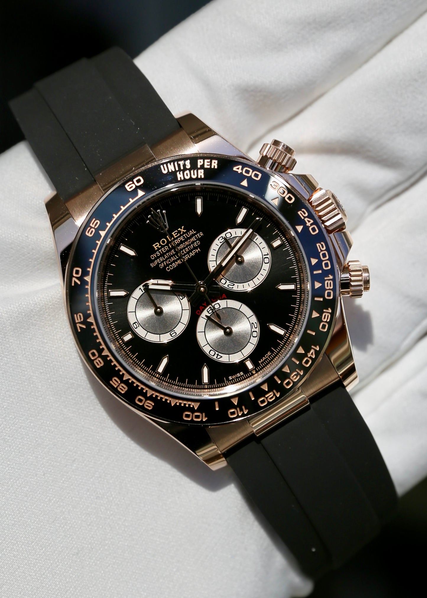 Rolex Daytona 126515LN 18K Rose Gold Oysterflex Black Dial