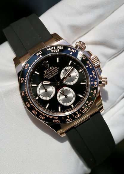 Rolex Daytona 126515LN 18K Rose Gold Oysterflex Black Dial
