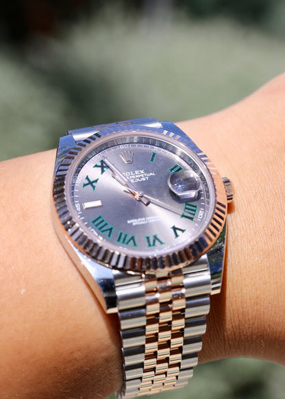Rolex Datejust 41mm 126331 Two Tone Rose Gold Wimbledon Dial