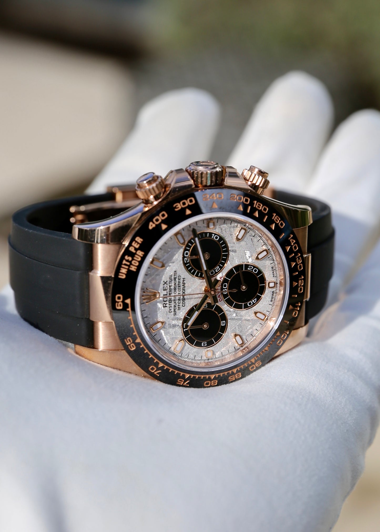 Rolex Daytona 116515LN Oysterflex 18K Rose Gold Meteorite Dial