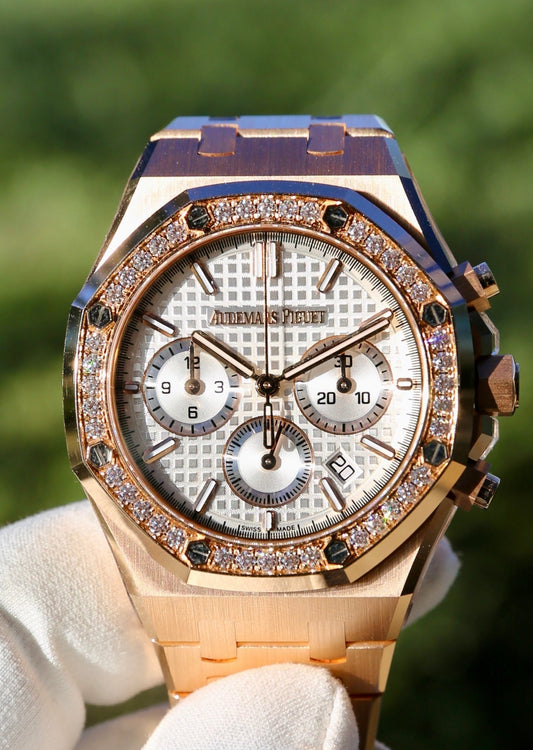 AP Royal Oak Chronograph 26715OR 18K Rose Gold Diamond Bezel