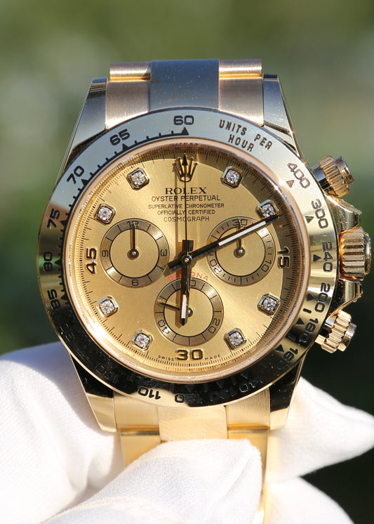 Rolex Daytona 116508 18K Yellow Gold Diamond Champagne Dial