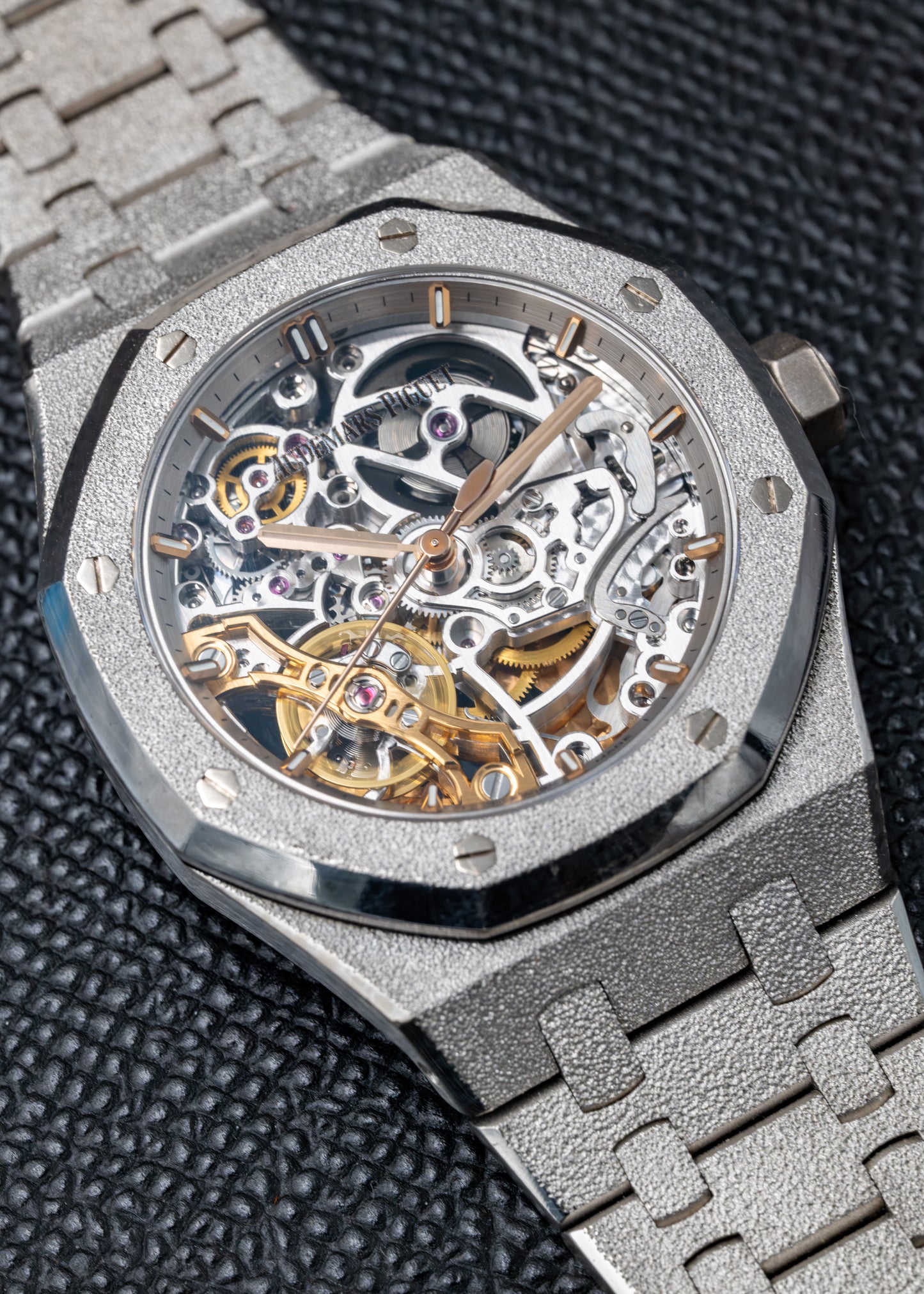 AP Royal Oak Double Balance Wheel Openworked Skeleton 15466BC Frosted White Gold