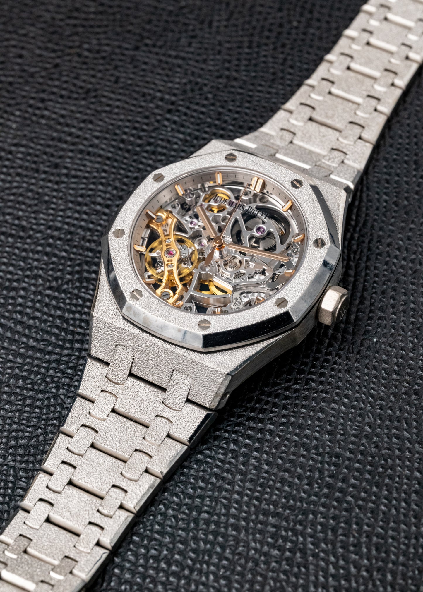 AP Royal Oak Double Balance Wheel Openworked Skeleton 15466BC Frosted White Gold