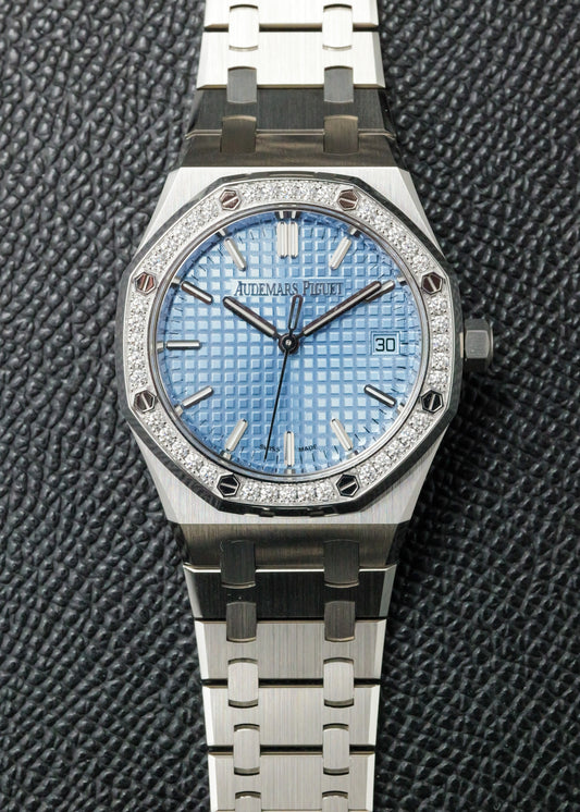 AP Royal Oak 34mm 77451ST Ice Blue Diamond Bezel