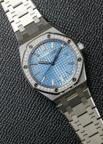 AP Royal Oak 34mm 77451ST Ice Blue Diamond Bezel