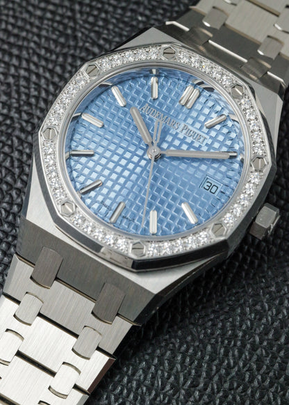 AP Royal Oak 34mm 77451ST Ice Blue Diamond Bezel
