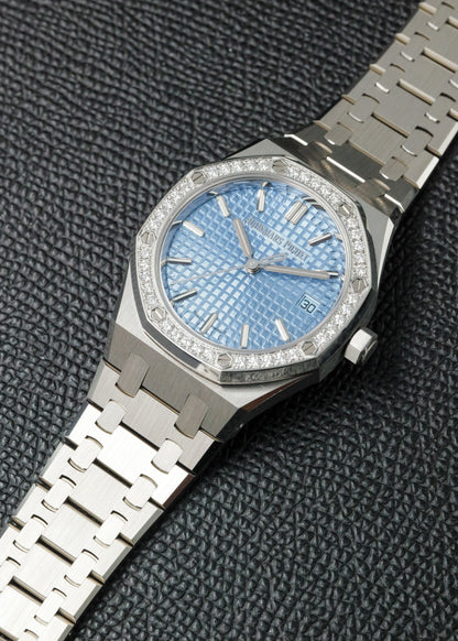AP Royal Oak 34mm 77451ST Ice Blue Diamond Bezel