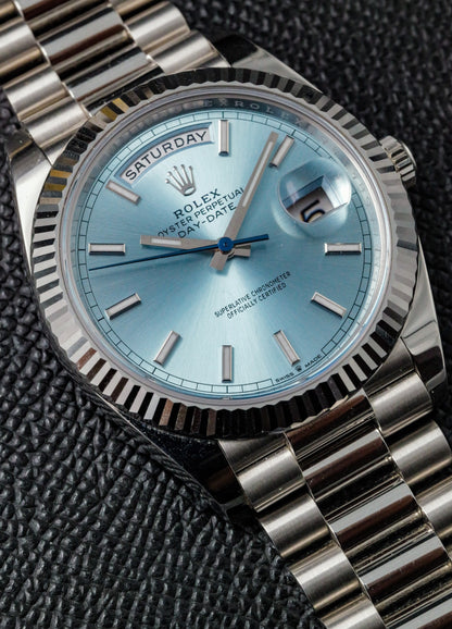 Rolex Day Date 40mm 228236 Platinum Ice Blue Dial