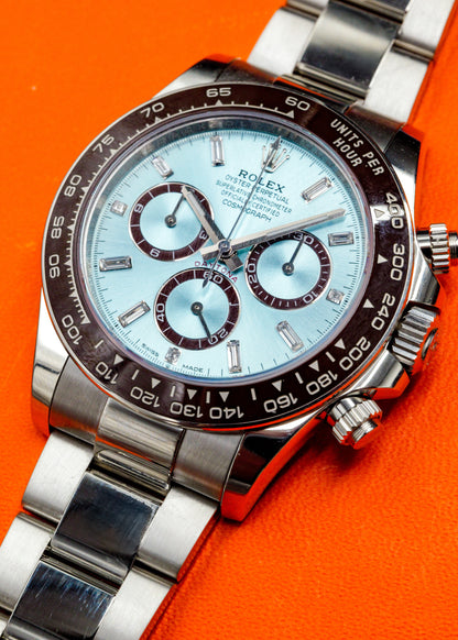 Rolex Daytona 126506 Ice Blue Dial with Baguette Diamond Markers