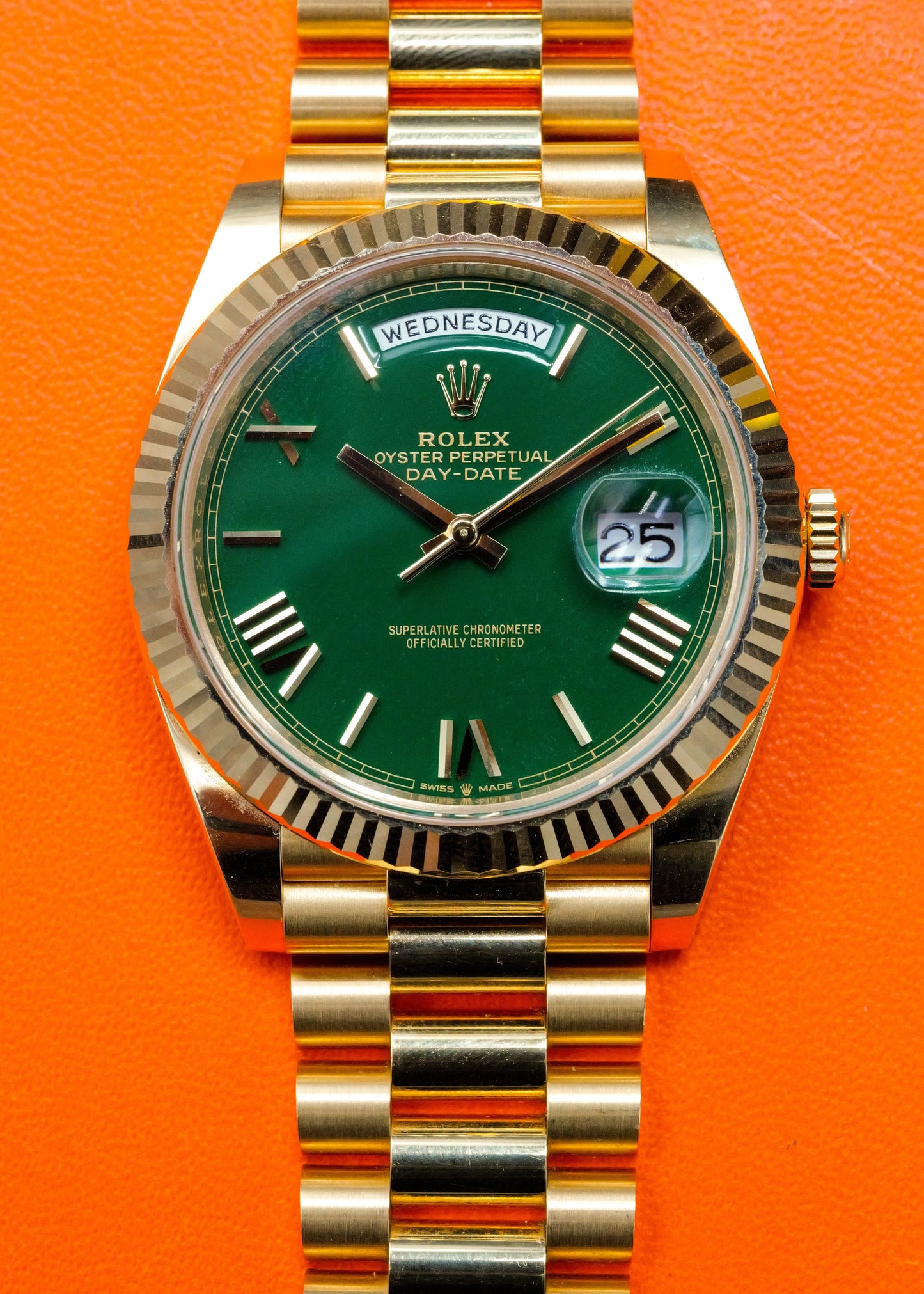 Rolex Day Date 40 228238  Yellow Gold Money Green Dial