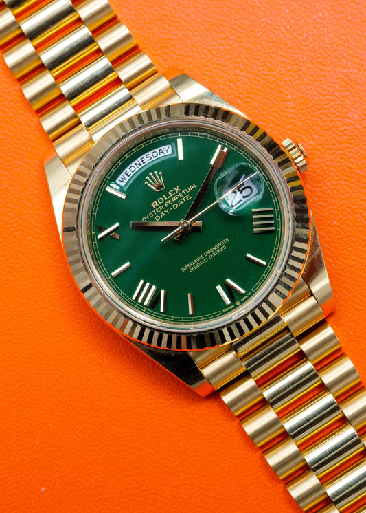 Rolex Day Date 40 228238  Yellow Gold Money Green Dial