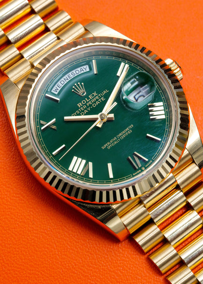 Rolex Day Date 40 228238  Yellow Gold Money Green Dial