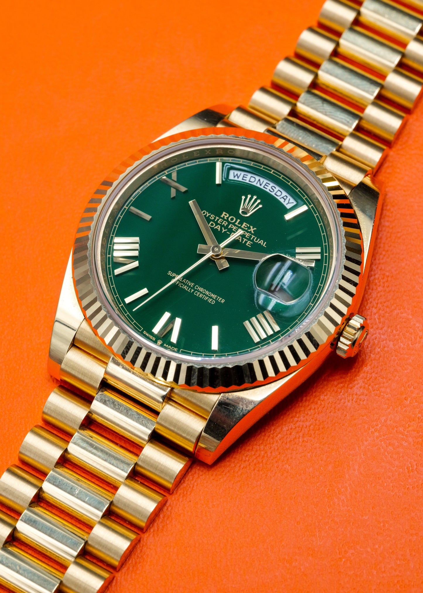Rolex Day Date 40 228238  Yellow Gold Money Green Dial
