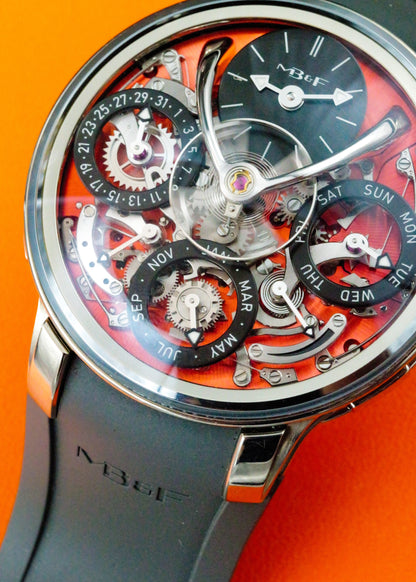 MB&F Legacy Machine Perpetual Calendar EVO Zicronium Atomic Orange Dial Limited Edition Of 15 Pieces