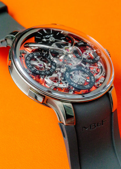 MB&F Legacy Machine Perpetual Calendar EVO Zicronium Atomic Orange Dial Limited Edition Of 15 Pieces