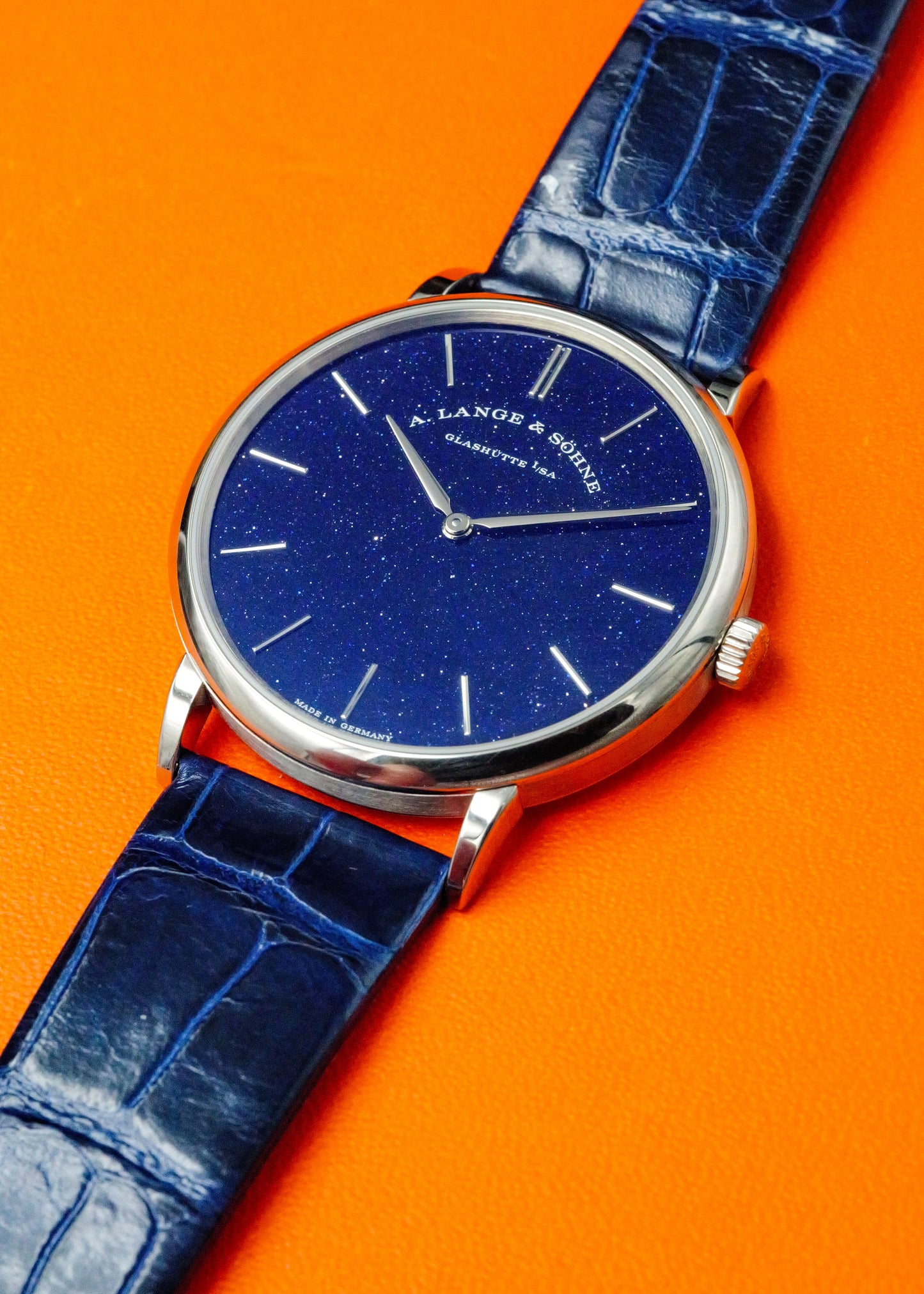 A. Lange & Sohne Saxonia Thin Copper-Blue Dial White Gold 205.086