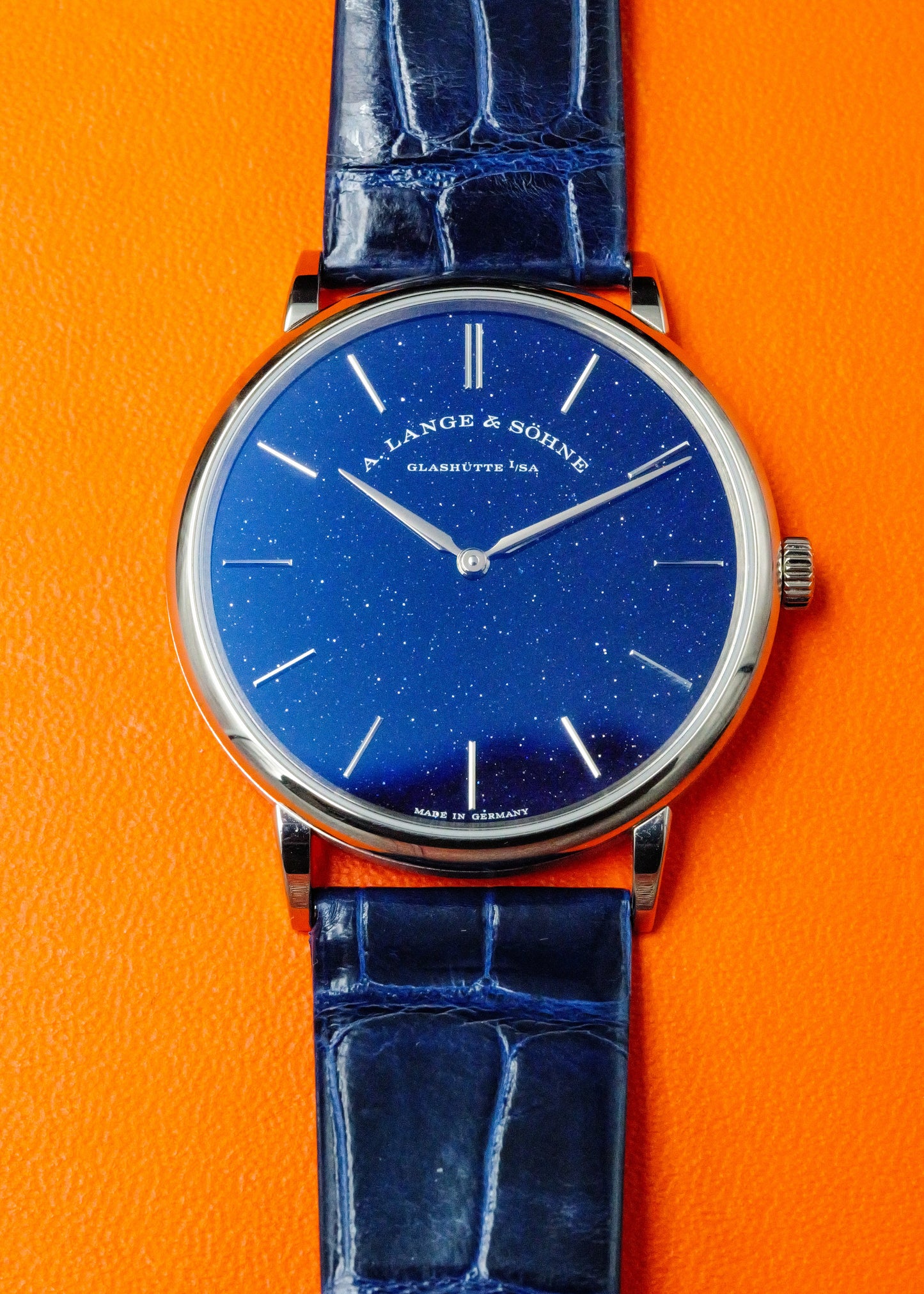 A. Lange & Sohne Saxonia Thin Copper-Blue Dial White Gold 205.086