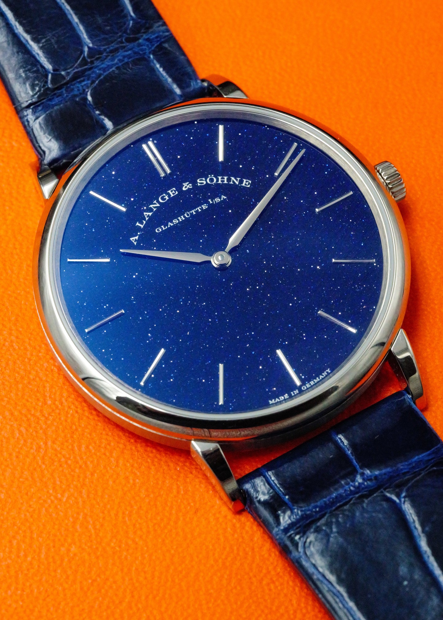 A. Lange & Sohne Saxonia Thin Copper-Blue Dial White Gold 205.086