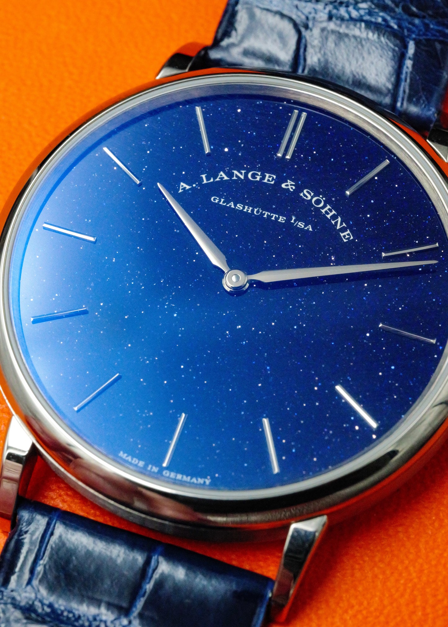 A. Lange & Sohne Saxonia Thin Copper-Blue Dial White Gold 205.086