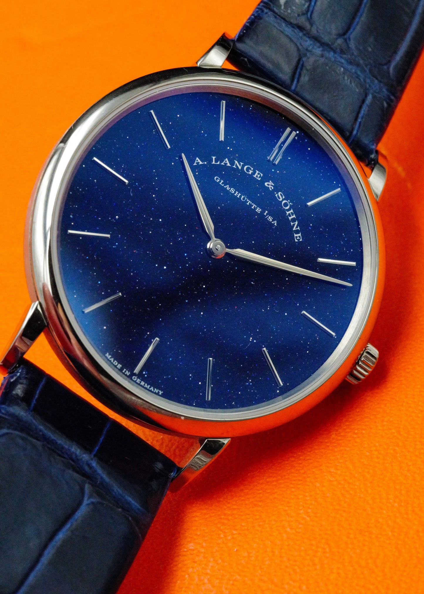 A. Lange & Sohne Saxonia Thin Copper-Blue Dial White Gold 205.086