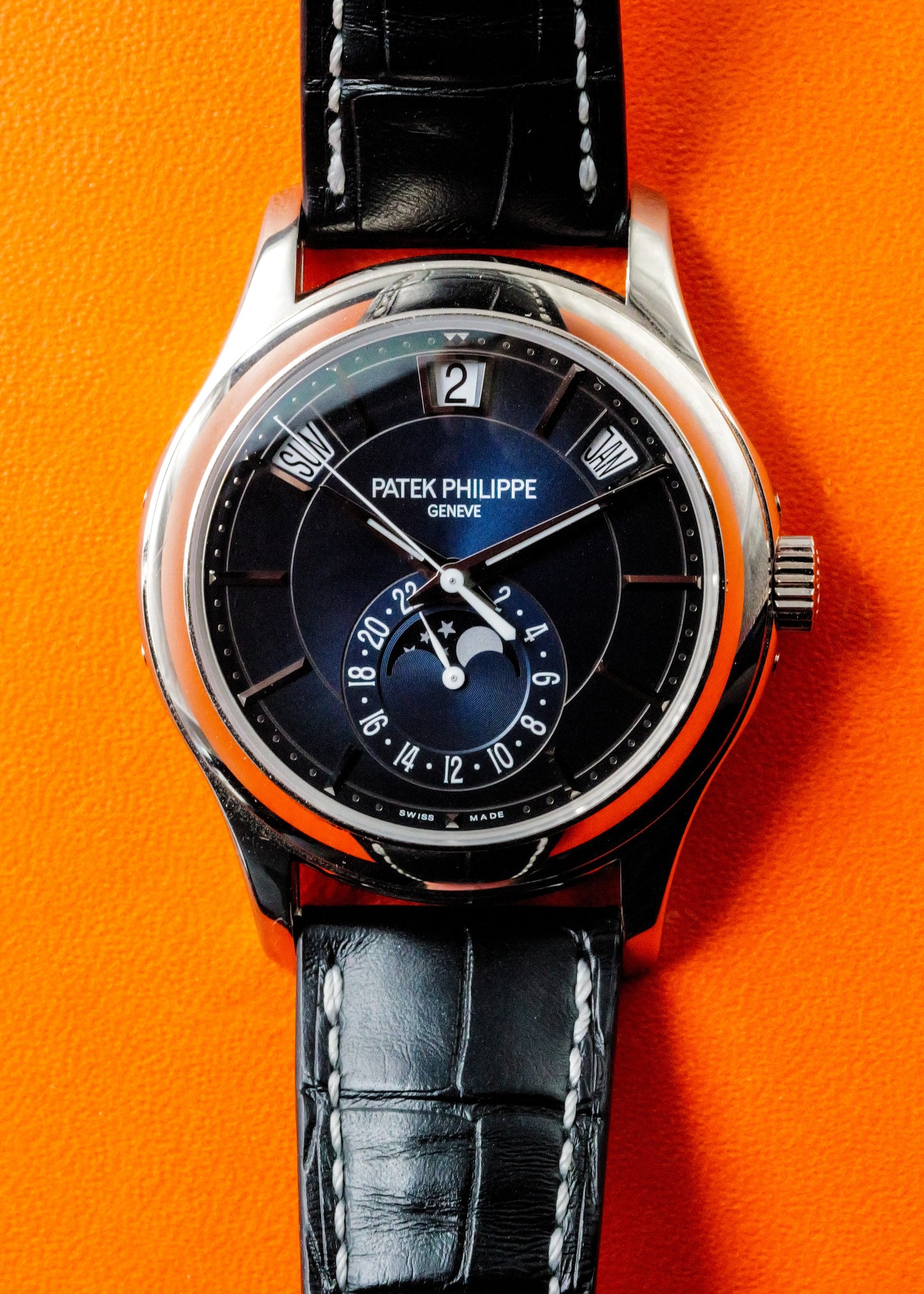 Patek Philippe Complications Annual Calendar 5205G White Gold Blue Dial