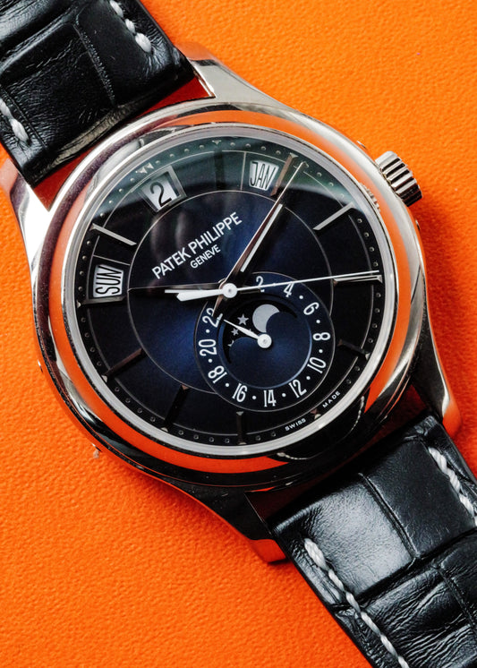 Patek Philippe Complications Annual Calendar 5205G White Gold Blue Dial